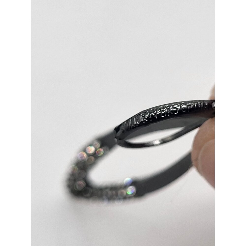 Joan Rivers Long Drop Dangle Marquise Earrings Gunmetal Pave Crystal Dipped - Picture 6 of 7